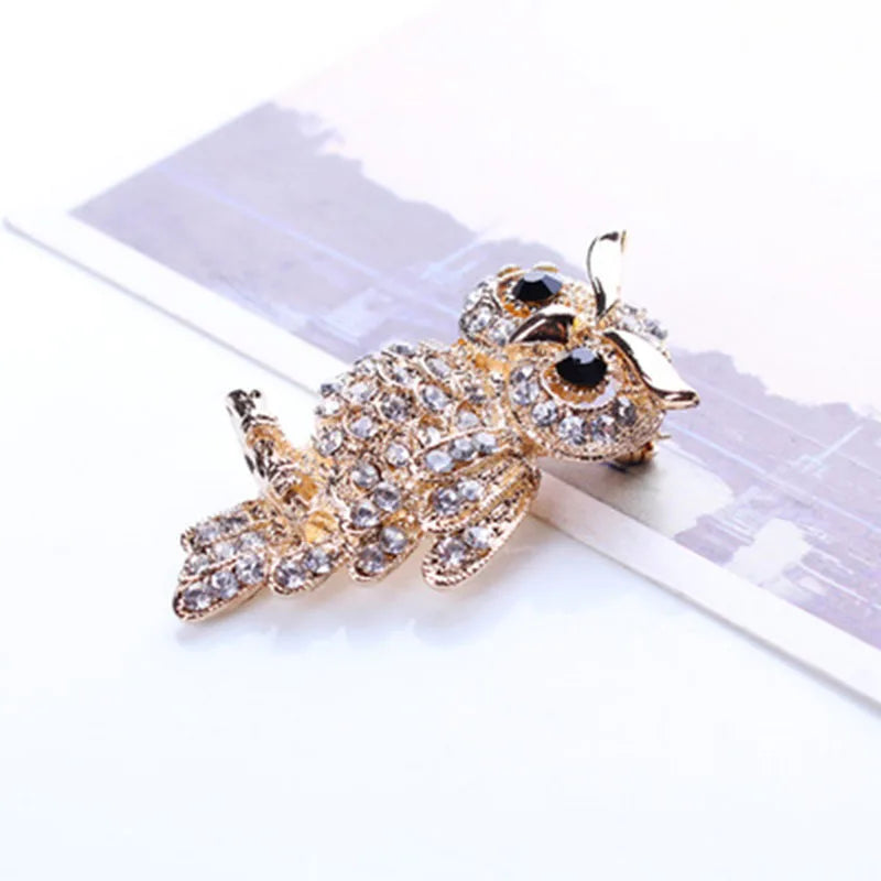 Broche Hibou Élégante – Bijou Strass Bleu pour Femme & Homme | Cadeau de Noël Chic