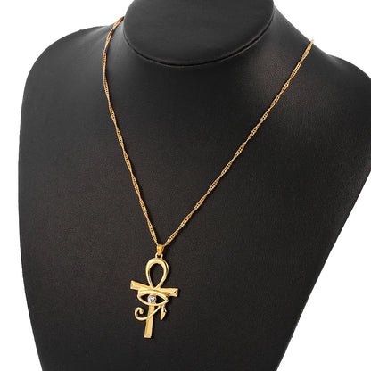Collier Œil d’Horus & Ankh – Pendentif Égyptien Symbolique Unisexe