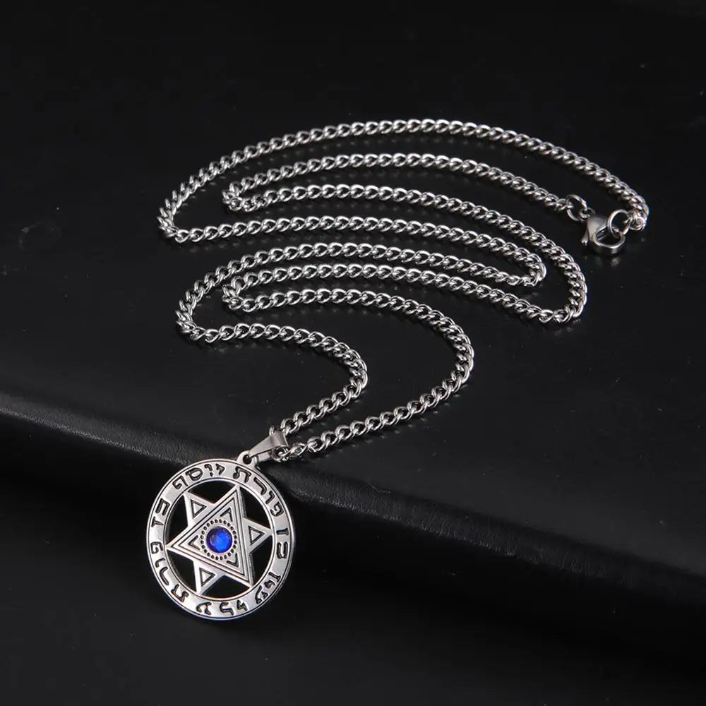Collier étoile de David avec cristal – talisman hébreu unisexe