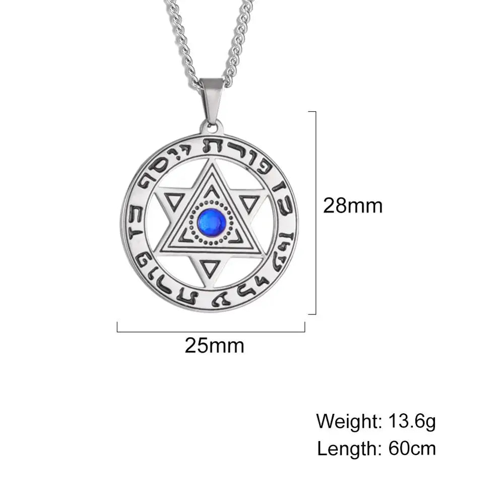 Collier étoile de David avec cristal – talisman hébreu unisexe