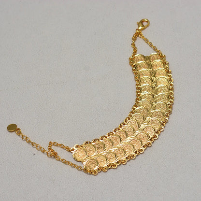 Bracelet / jonc couleur or avec pièces de monnaie pour femmes et hommes, bijou islamique musulman arabe, style Moyen-Orient, cadeau africain.