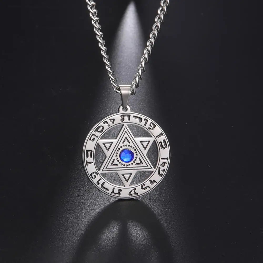 Collier étoile de David avec cristal – talisman hébreu unisexe
