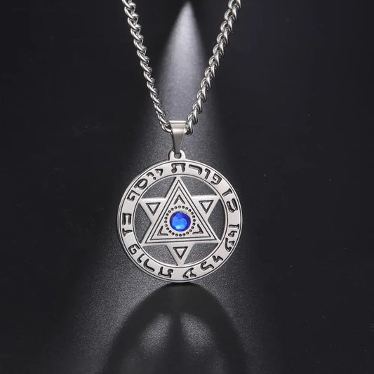 Collier étoile de David avec cristal – talisman hébreu unisexe