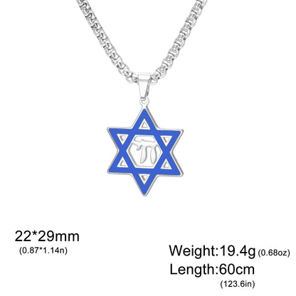 Collier Étoile de David & Chai en Acier Inoxydable – Bijou Judaïque Unisexe