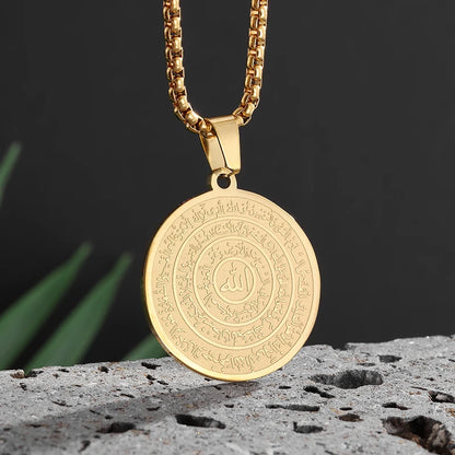 Collier médaille Allah en acier inoxydable – Bijou islamique unisexe