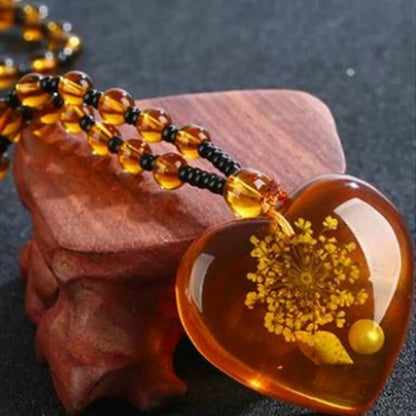 Collier Bohème Femme en Perles Ambre Résine – Style Ethnique Élégant, Chaîne Pull Tendance