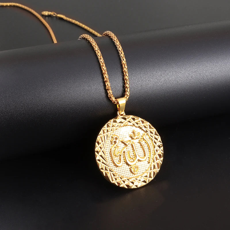 Collier médaille Allah en acier inoxydable – Bijou islamique unisexe