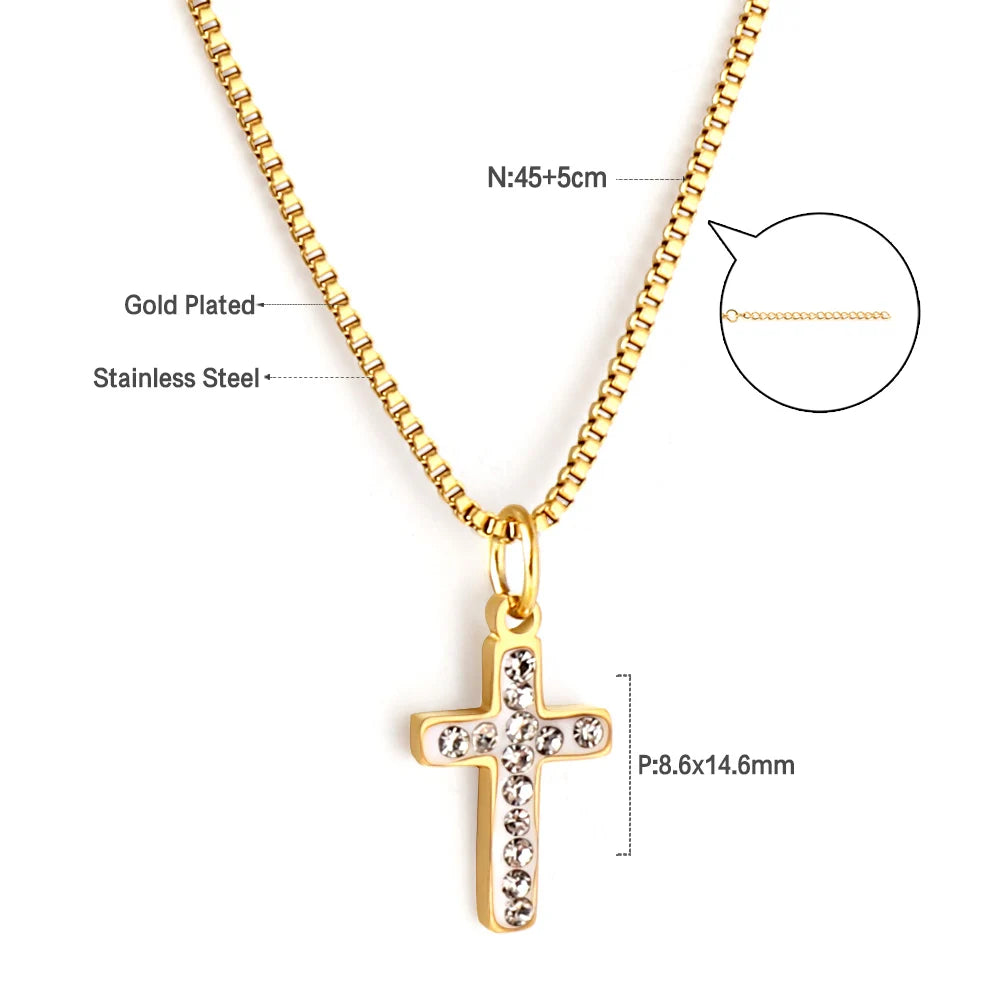 Collier Rosaire Catholique Doré en Acier Inoxydable – Pendentif Croix de Prière