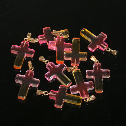 10 Pendentifs Croix en Verre Lampwork – DIY Bijoux