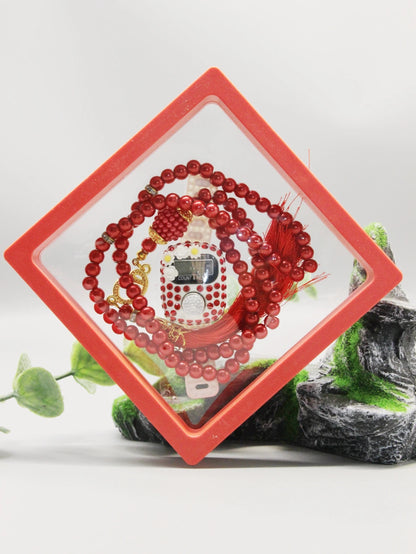 Set tasbih cristal 99 perlas + contador islámico – Cofre de regalo transparente