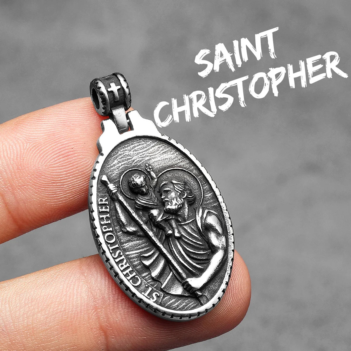 Collier Saint Christophe en acier inoxydable – amulette protectrice unisexe