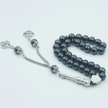 asbih Islamique 33 Perles 8mm en Pierre Naturelle – Chapelet Musulman Dhikr, Subha & Cadeau Ramadan Hajj Umrah