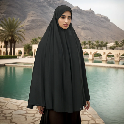Abaya de prière musulmane pour femme avec hijab long couvrant – Coton doux, couleur unie, spécial Ramadan