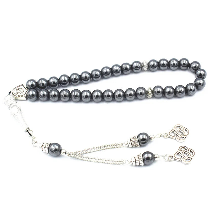 Bracelet Tasbih musulman 33 perles en hématite naturelle – cadeau islamique