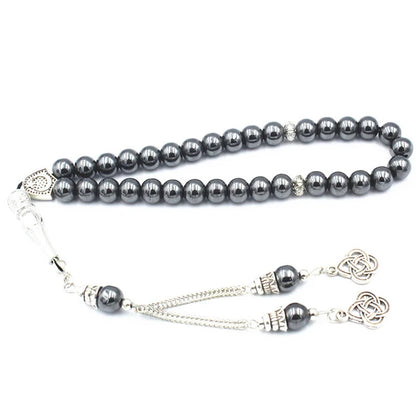 Bracelet Tasbih musulman 33 perles en hématite naturelle – cadeau islamique