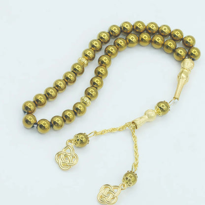 asbih Islamique 33 Perles 8mm en Pierre Naturelle – Chapelet Musulman Dhikr, Subha & Cadeau Ramadan Hajj Umrah