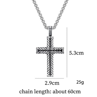 Collier pendentif croix torsadée en acier inoxydable – bijou chrétien unisexe