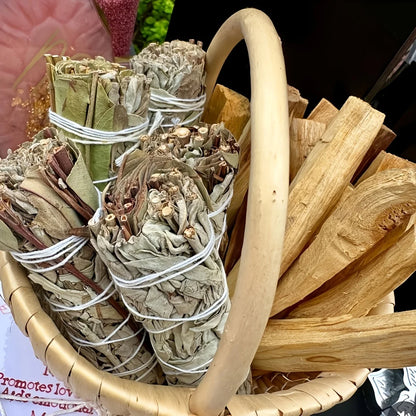 Kit de purification maison – pierre, sauge blanche et palo santo péruvien, cadeau spirituel