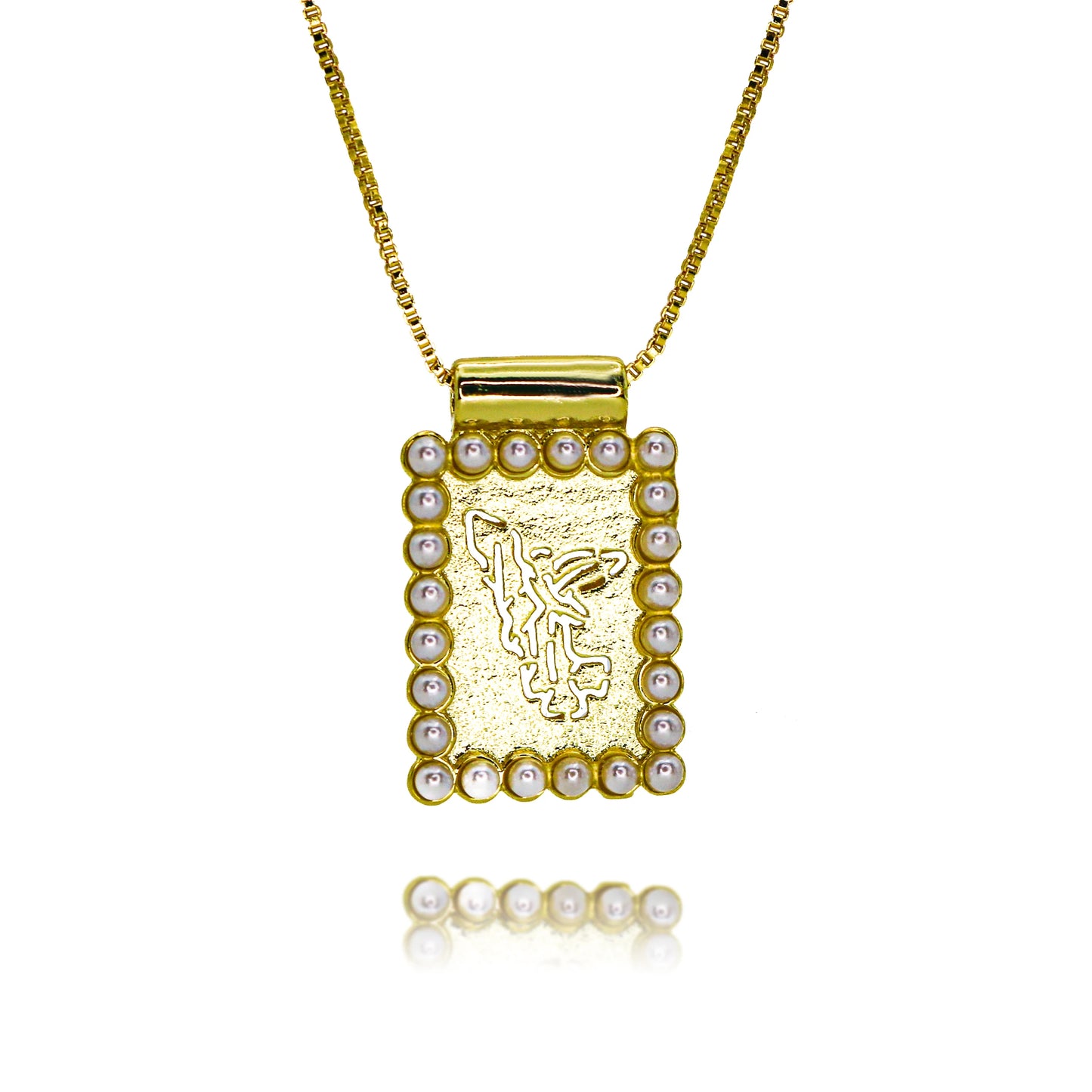 Pendentif Archange Saint Michel Doré – Médaille Religieuse Catholique avec Bord Coquillage et Zircons