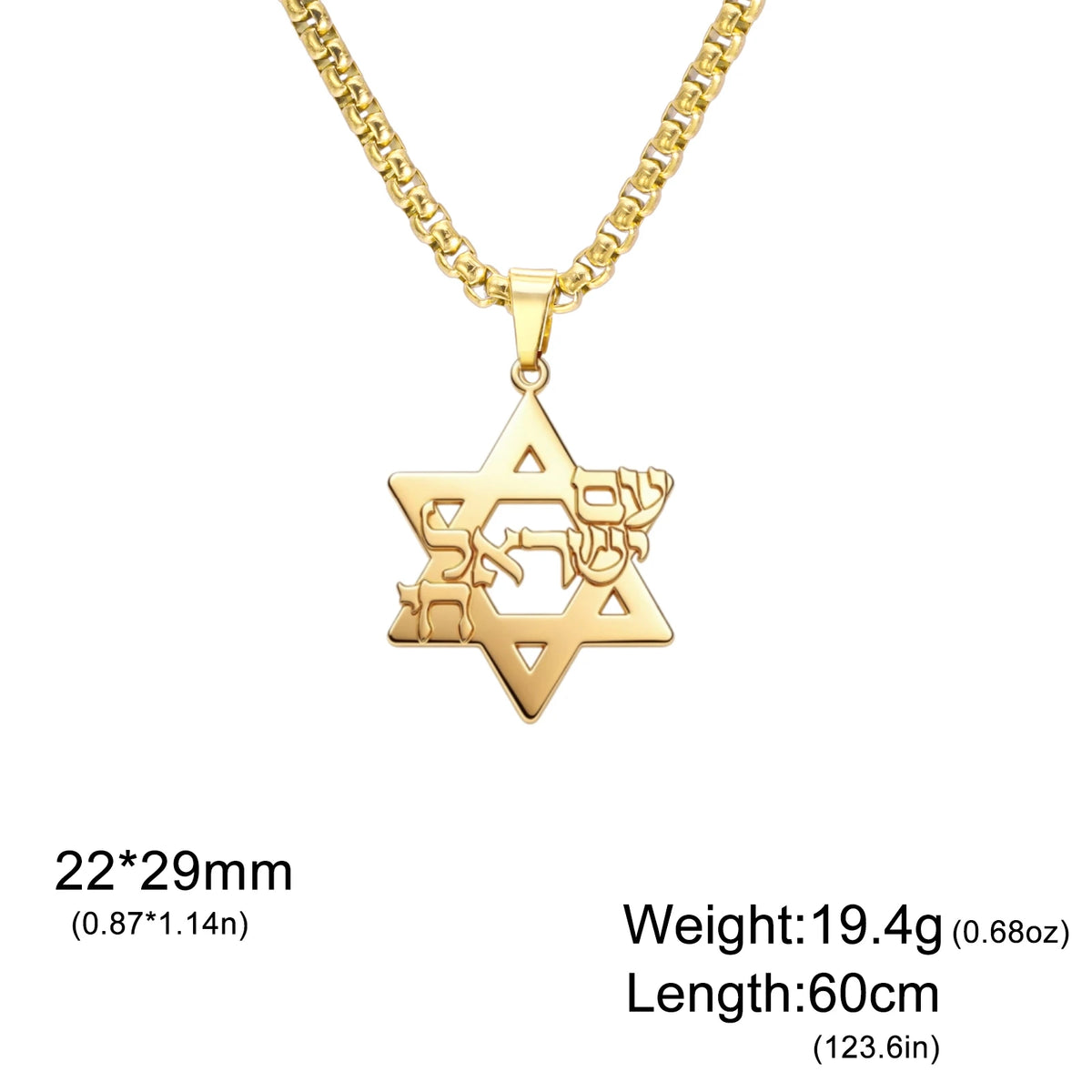 Collier Am Yisrael Chai & Étoile de David en Acier Inoxydable – Unisexe