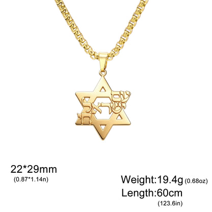 Collier Am Yisrael Chai & Étoile de David en Acier Inoxydable – Unisexe