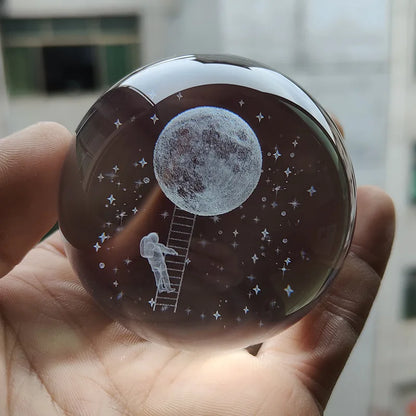 Boule Cristal 3D Système Solaire LED – Globe Planètes Gravé au Laser – Décoration Astronomie & Cadeau