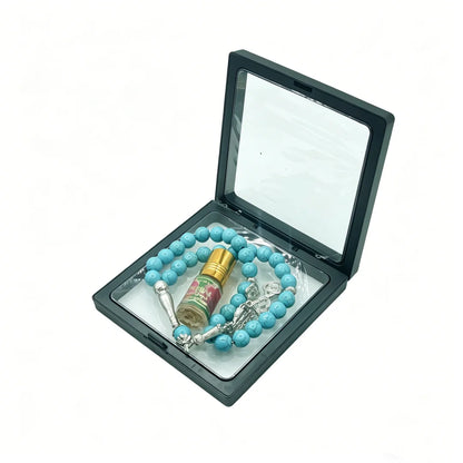 Pack Premium Tasbih Islamique 33 Perles – Coffret de Prière avec Huile Parfumée