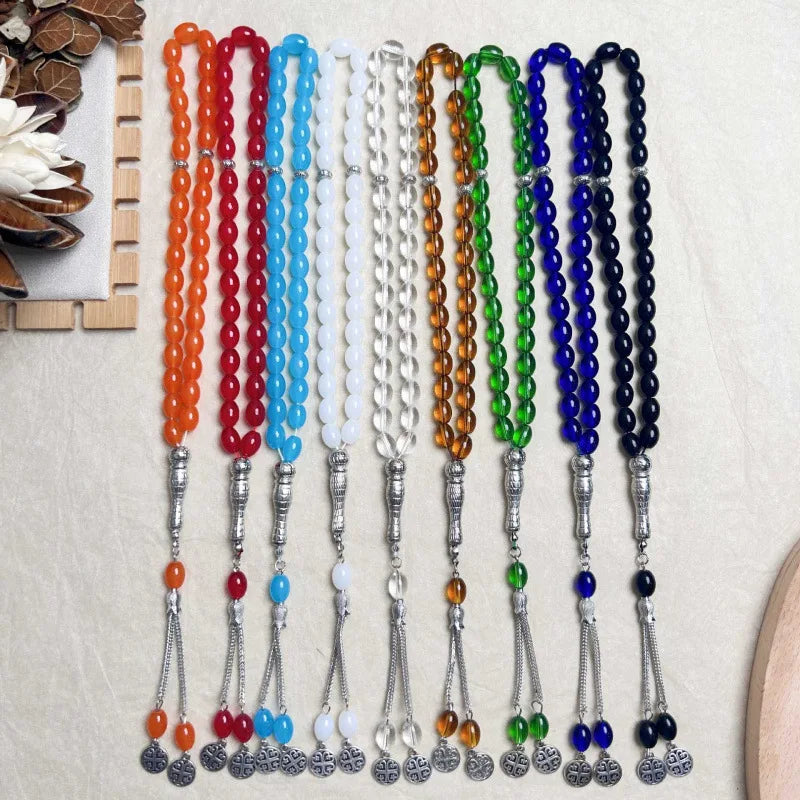 Tasbih Musulman 33 Perles en Verre – Chapelet de Prière Unisexe