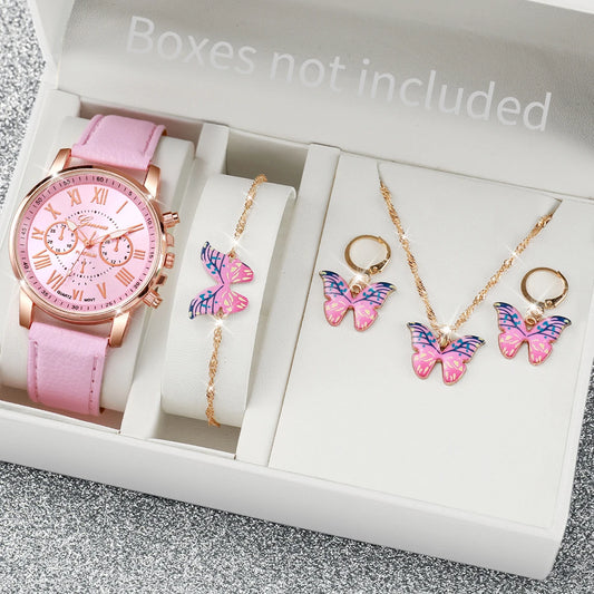 Coffret Montre Femme Quartz & Bijoux – Élégant Cadeau Mode
