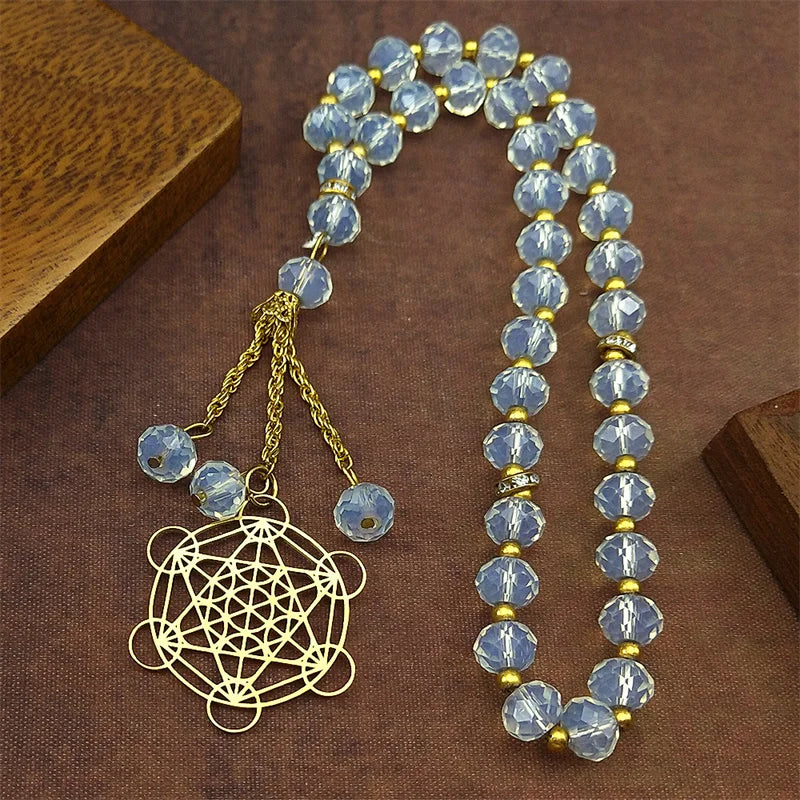 Pendentif Spirituel Fleur de Vie & Cube de Métatron en Acier Inoxydable – Géométrie Sacrée Chakra Protection Énergétique pour Voiture & Porte-Clés