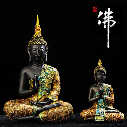 Statue Bouddha verte en résine – Décoration zen & méditation