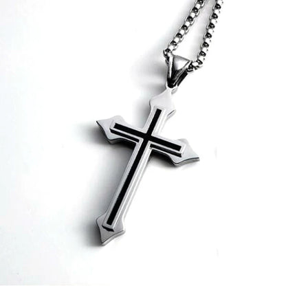 Collier croix minimaliste goutte noire en acier inoxydable – bijou unisexe