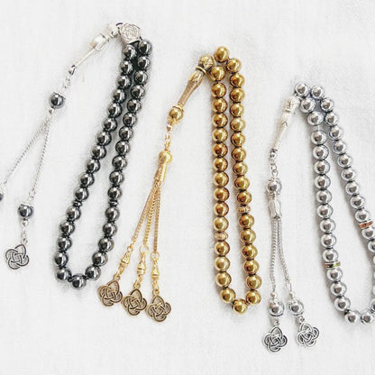 Bracelet Musulman Turc 33 Perles en Obsidienne Noire – Bijou de Prière Unisexe