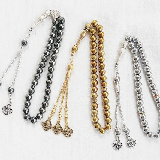 Bracelet Musulman Turc 33 Perles en Obsidienne Noire – Bijou de Prière Unisexe