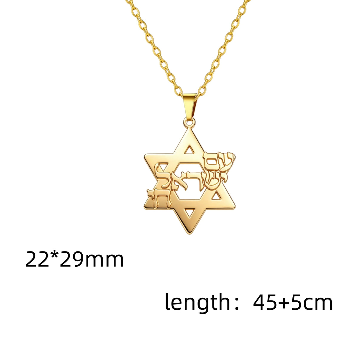 Collier Am Yisrael Chai & Étoile de David en Acier Inoxydable – Unisexe