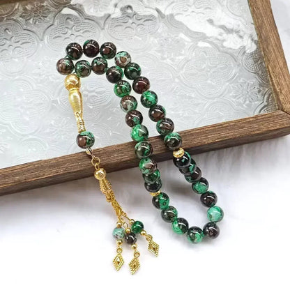 33-Bead Turkish Glass Tasbih with Tassel – Muslim Prayer Beads Bracelet
