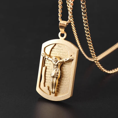Collier Crucifix Doré Homme – Pendentif Christ