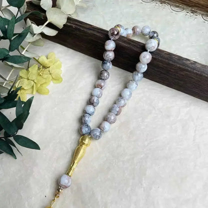 33-Bead Turkish Glass Tasbih with Tassel – Muslim Prayer Beads Bracelet