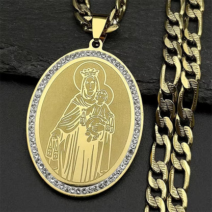 Halskette Jungfrau Maria aus vergoldetem Edelstahl – Unisex-Katholikschmuck