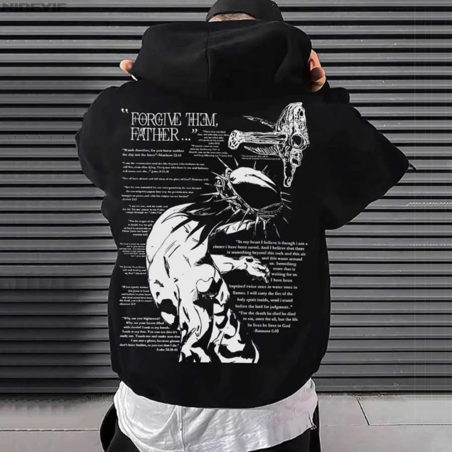 Sweat à capuche chrétien “Forgive Them Father” – Hoodie streetwear unisexe avec verset biblique