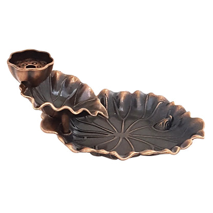 Brûleur d’encens lotus mini – porte-encens chinois décoratif en alliage