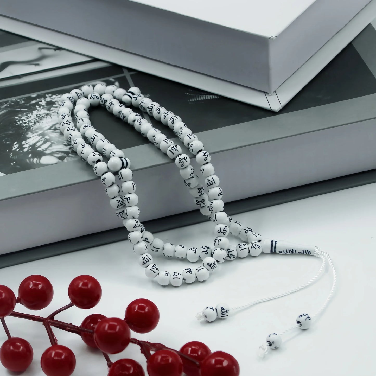 Tasbih Musulman 99 Perles Gravées Allah & Muhammad – Chapelet Islamique pour Prière, Ramadan et Aïd