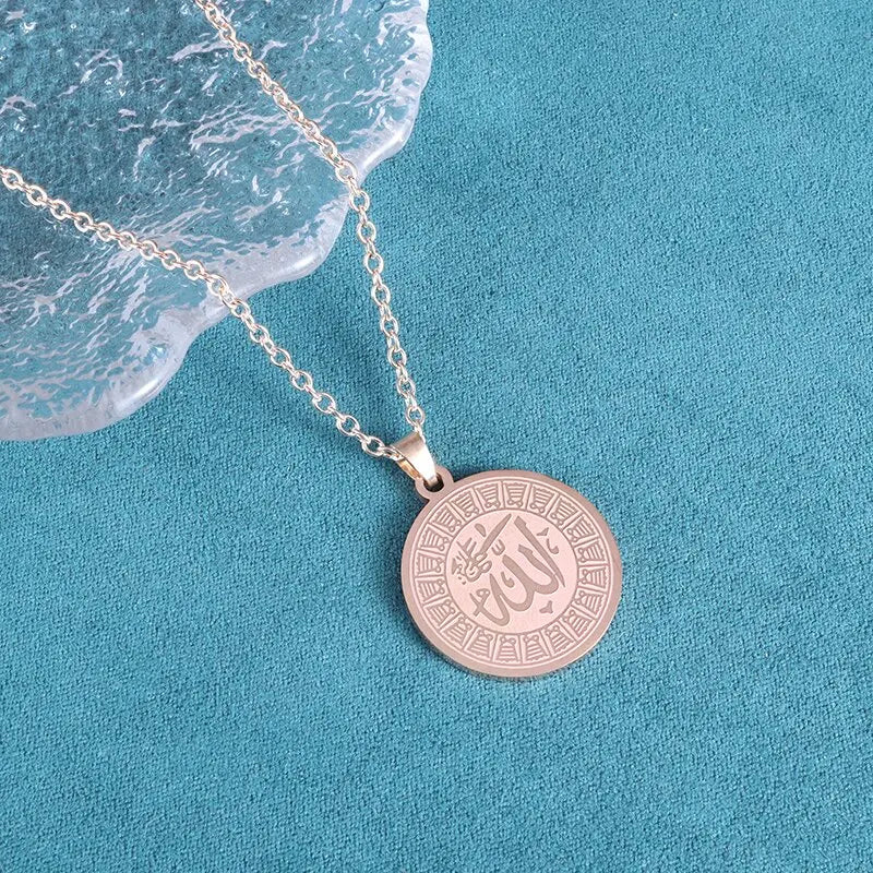 Collier médaille Allah en acier inoxydable – Bijou islamique unisexe