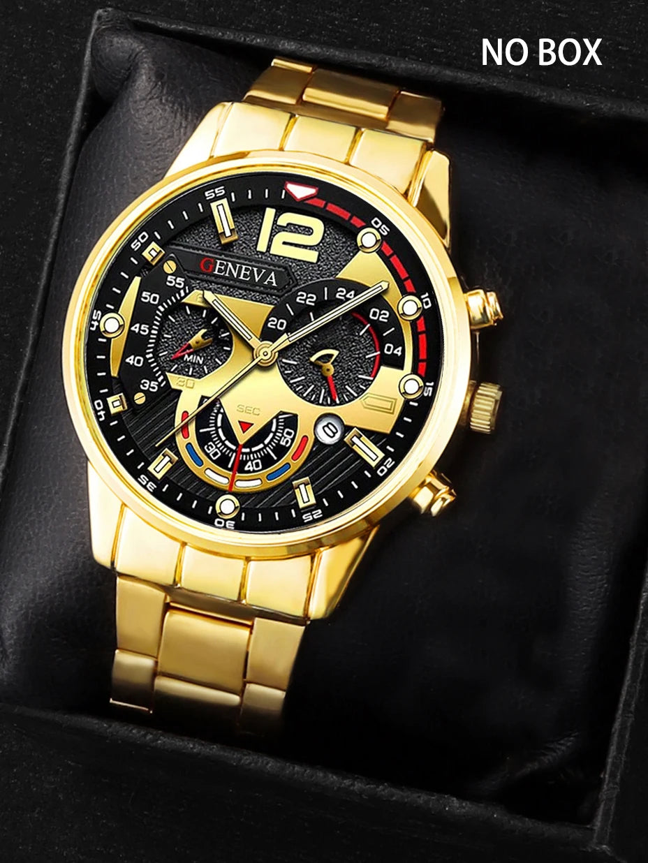 Set Orologio Uomo al Quarzo – Anello, Collana e Bracciale