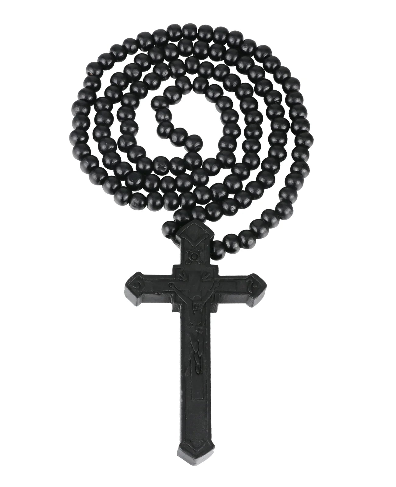 Collier Chapelet Catholique en Bois – Croix Jésus-Christ, Bijou de Prière Religieux Fait Main