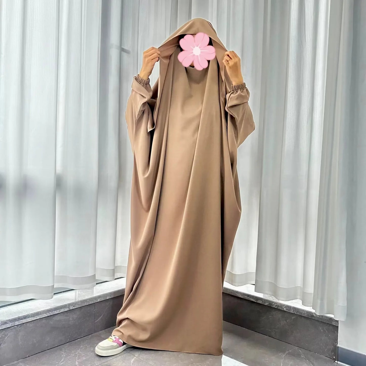 Abaya de prière une pièce avec capuche – robe musulmane femme