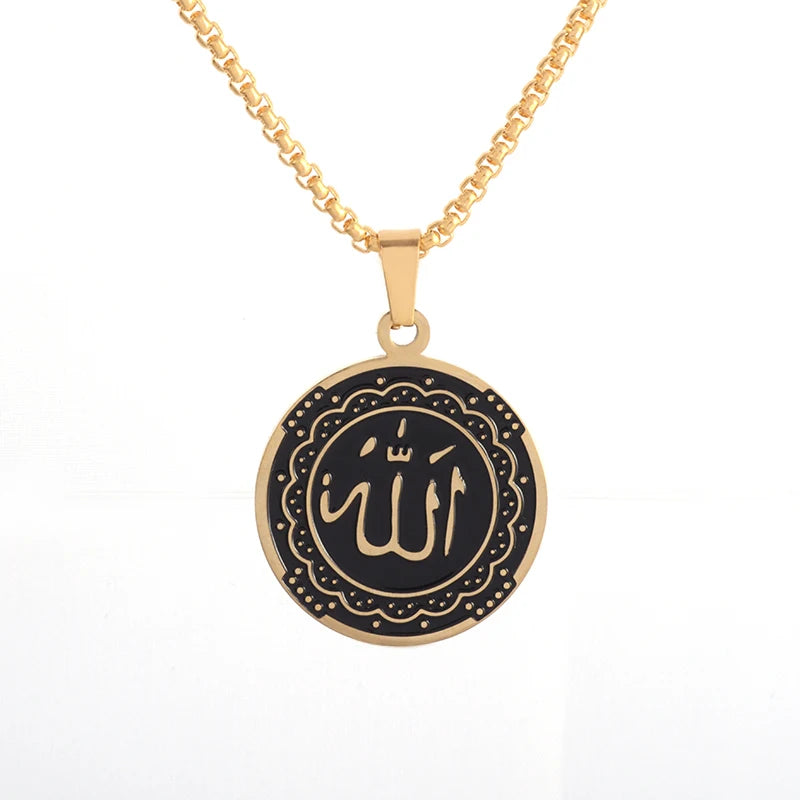 Collier médaille Allah en acier inoxydable – Bijou islamique unisexe