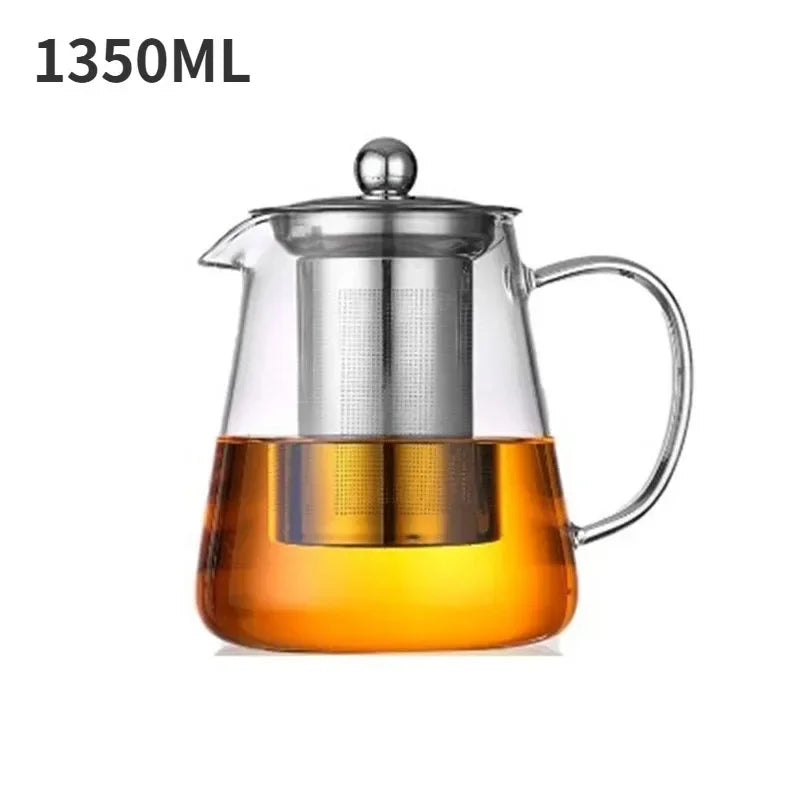 Théière en Verre Borosilicate avec Infuseur – 450 à 1300 ml – Résistante à la Chaleur