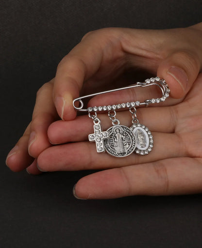 Spilla Religiosa San Benedetto e Vergine di Guadalupe – Croce Unisex