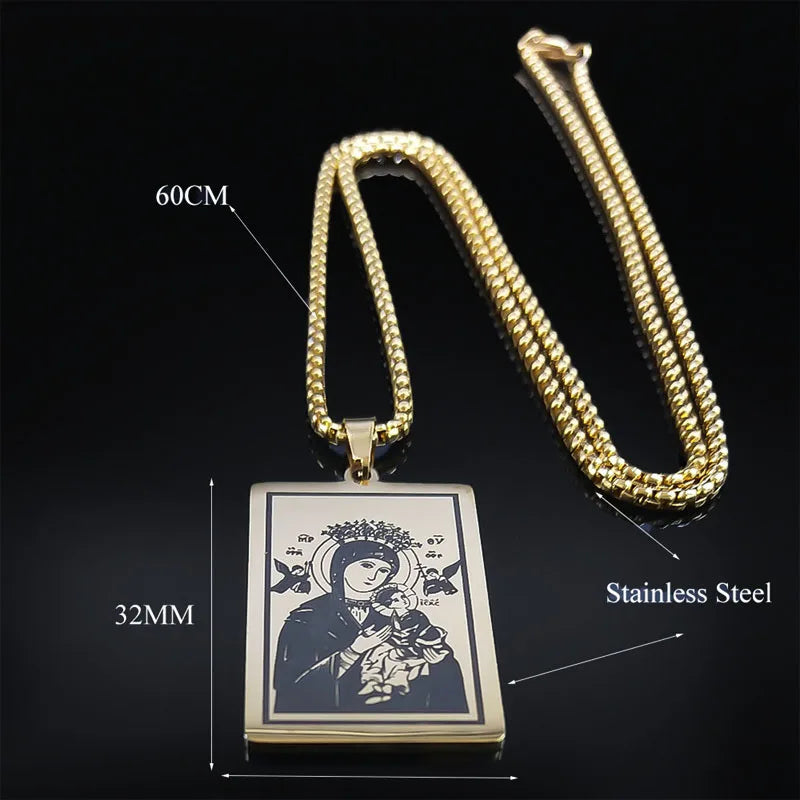 Collier médaille Vierge Marie de Schoenstatt en acier inoxydable – bijou religieux